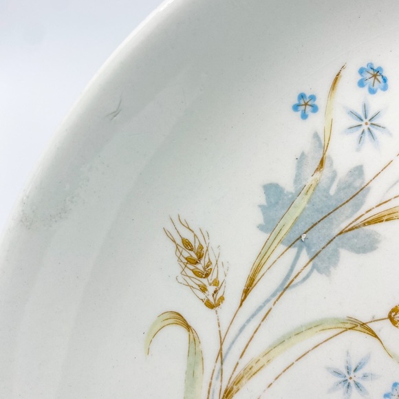 Vintage Japan Autumn Wheat 8701 with Blue Flowers Circular 11.5” Platter - Picture 5 of 8